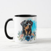 Mug Noble Rottweiler Bouquet floral bleu (Gauche)