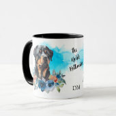 Mug Noble Rottweiler Bouquet floral bleu (Devant gauche)