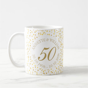 Mug Noces d'or Confettis de cœurs dorés pour 50 ans de