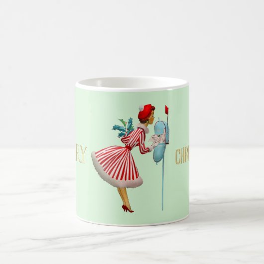 Mug Noël 1950 Vintage dame Joyeux Noël (Centre)