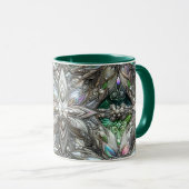 Mug NOËL ~ 3D ~ Blanc, vert et argent~ (Devant droit)