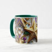 Mug NOËL ~ 3D ~ Blanc, Vert et Or ~ (Devant gauche)
