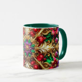 Mug NOËL ~ 3D ~ Rouge, Vert et Or ~ (Devant droit)