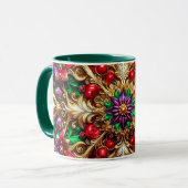 Mug NOËL ~ 3D ~ Rouge, Vert et Or ~ (Devant gauche)