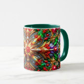 Mug NOËL ~ 3D ~ Rouge, Vert et Or ~ (Devant droit)