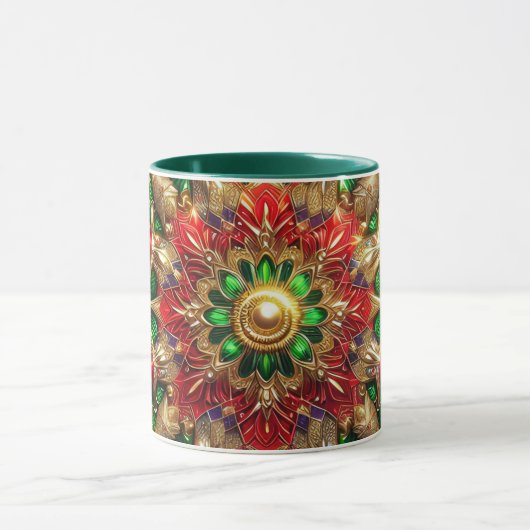 Mug NOËL ~ 3D ~ Rouge, Vert et Or ~ (Centre)