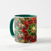 Mug NOËL ~ 3D ~ Rouge, Vert et Or ~ (Devant gauche)