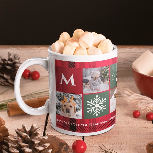 Mug Noël 5 photos grille meilleure grand-mère rouge pl