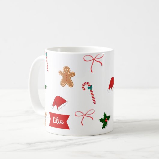 Mug Noël à l'aquarelle (Devant gauche)