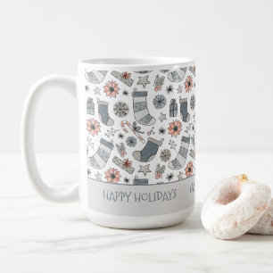 Mug Noël à l'aquarelle personnalisé Doodles Fêtes