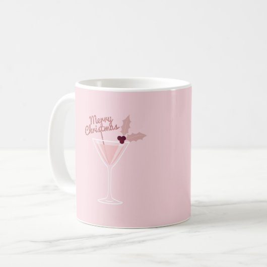 Mug Noël à Martini rose (Devant gauche)