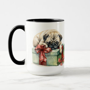 MUG NOËL ADORABLE CHIEN CARLIN DE VACANCES CHIEN
