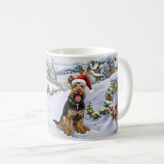 Mug Noël Airedale (Devant droit)