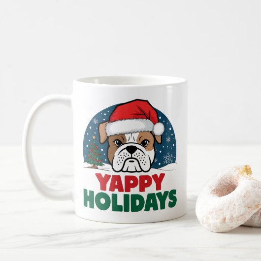 Mug Noël American Bulldog Joyeux jours fériés drôle (Avec donut)