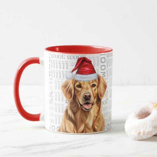 Mug Noël Amoureux des chiens Golden Retriever (Avec donut)