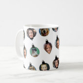 Mug Noël Amusant Famille Visages Ornements Blanc (Devant gauche)