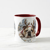Mug Noël anglais Bulldog Reindeer (Devant droit)
