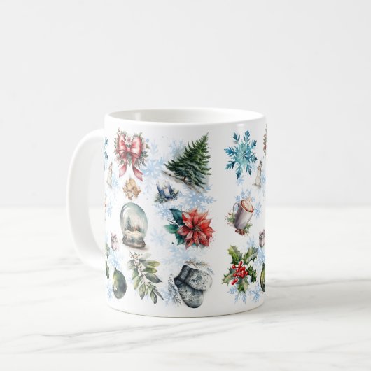 Mug Noël aquarelle (Devant gauche)