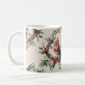 Mug Noël Aquarelle Robin Oiseaux Motif (Gauche)