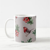 Mug Noël Aquarelle Robin Oiseaux Motif (Gauche)