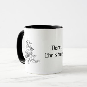Mug Noël Arbre noir et blanc