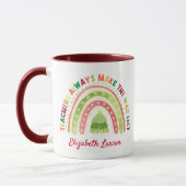 Mug Noël Arc-en-ciel Appréciations Maroon (Gauche)
