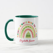 Mug Noël Arc-en-ciel Appréciations Vert (Gauche)