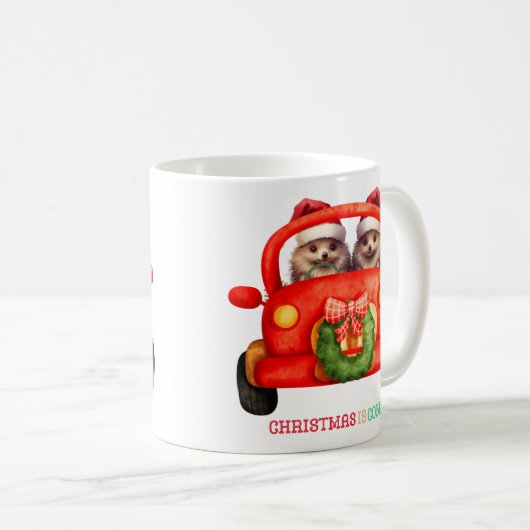 Mug Noël arrive - Hérisson - (Devant droit)