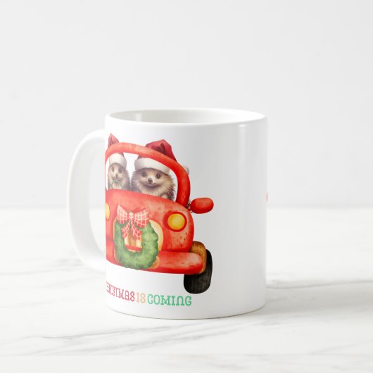 Mug Noël arrive - Hérisson - (Devant gauche)