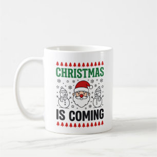 Mug Noël arrive, modèle de Père Noël bonhomme de neige