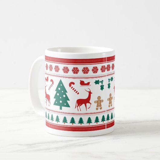 Mug Noël Arrive, Noël, Arbre, Rennes (Devant gauche)