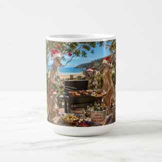 Mug Noël au bord de la mer avec des kangourous et des