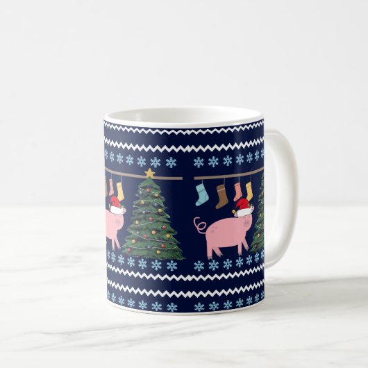 Mug Noël au cochon (Devant droit)