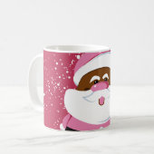Mug Noël au Père Noël afro-américain rose mignon (Devant gauche)
