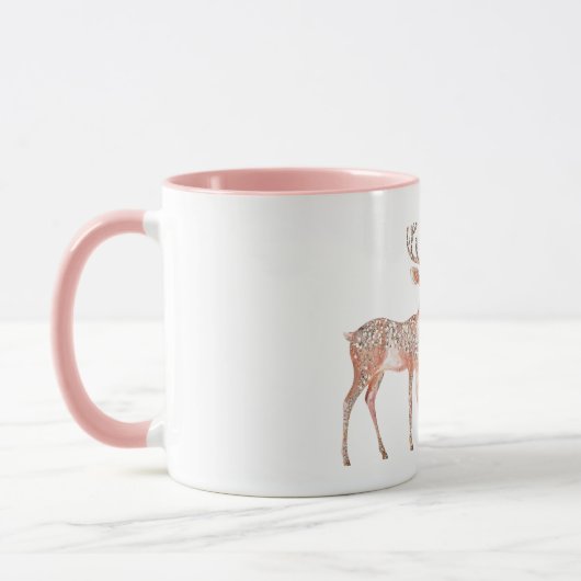 Mug Noël aux cerfs roses (Gauche)