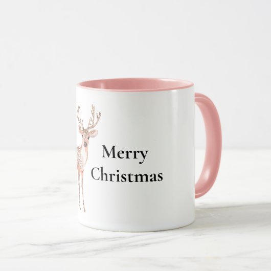 Mug Noël aux cerfs roses (Devant droit)