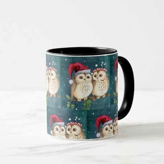 Mug Noël aux chouettes (Devant droit)