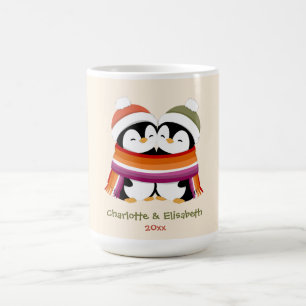 Mug Noël aux manchots lesbiens personnalisés Cozy