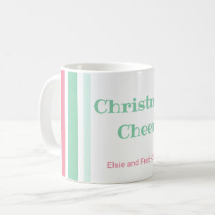 Mug Noël aux rayures de menthe rose