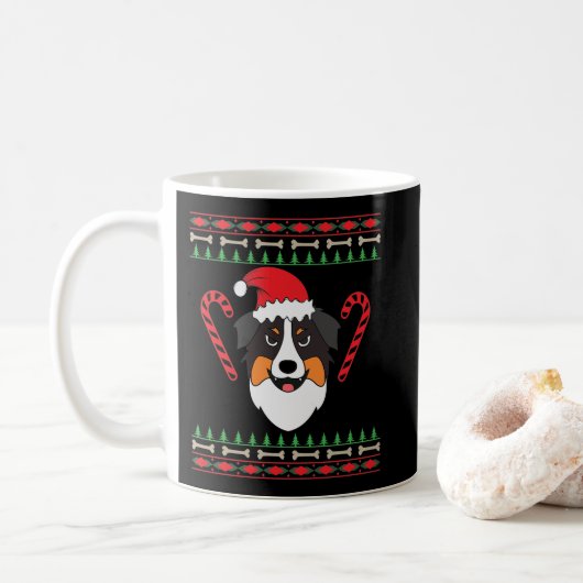 Mug Noël avec le chien de Shepherd (Avec donut)