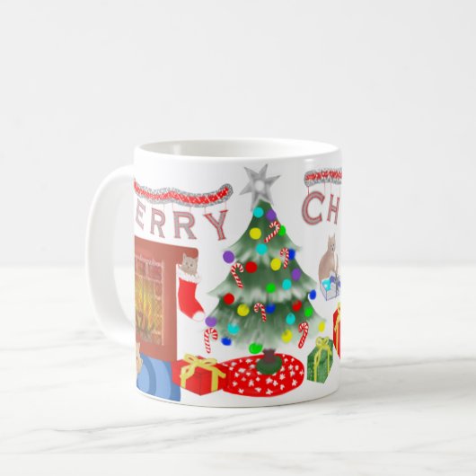 Mug Noël avec les minous - grands (Devant gauche)