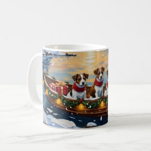 Mug Noël Bateau de vacances Jack Russell Terrier (Devant gauche)