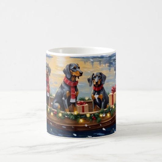 Mug Noël Bateau Fêtes Bluetick Coonhound (Centre)