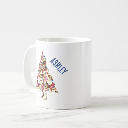 Mug Noël Beagle chiot sapin (Devant gauche)