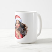 Mug Noël belle femme noire Santa Hat (Devant droit)