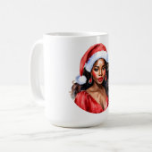 Mug Noël belle femme noire Santa Hat (Devant gauche)