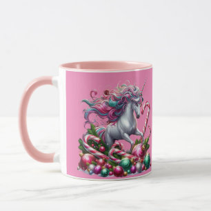 Mug Noël belle licorne avec baubles