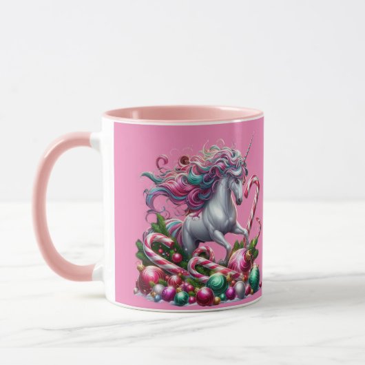 Mug Noël belle licorne avec baubles (Gauche)