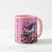 Mug Noël belle licorne avec baubles (Devant droit)