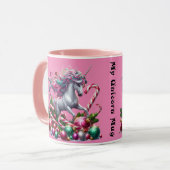 Mug Noël belle licorne avec baubles (Devant gauche)